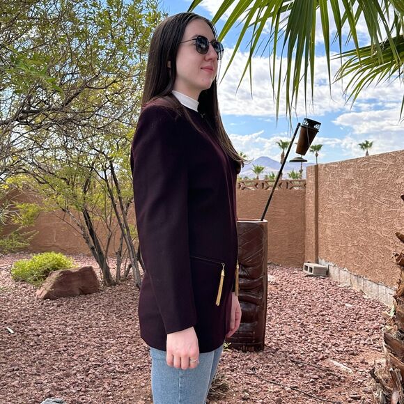 Vintage 1980s Louis Feraud Wool Women's Size 6 Purple Tassel Made In W Germany - Picture 4 of 12